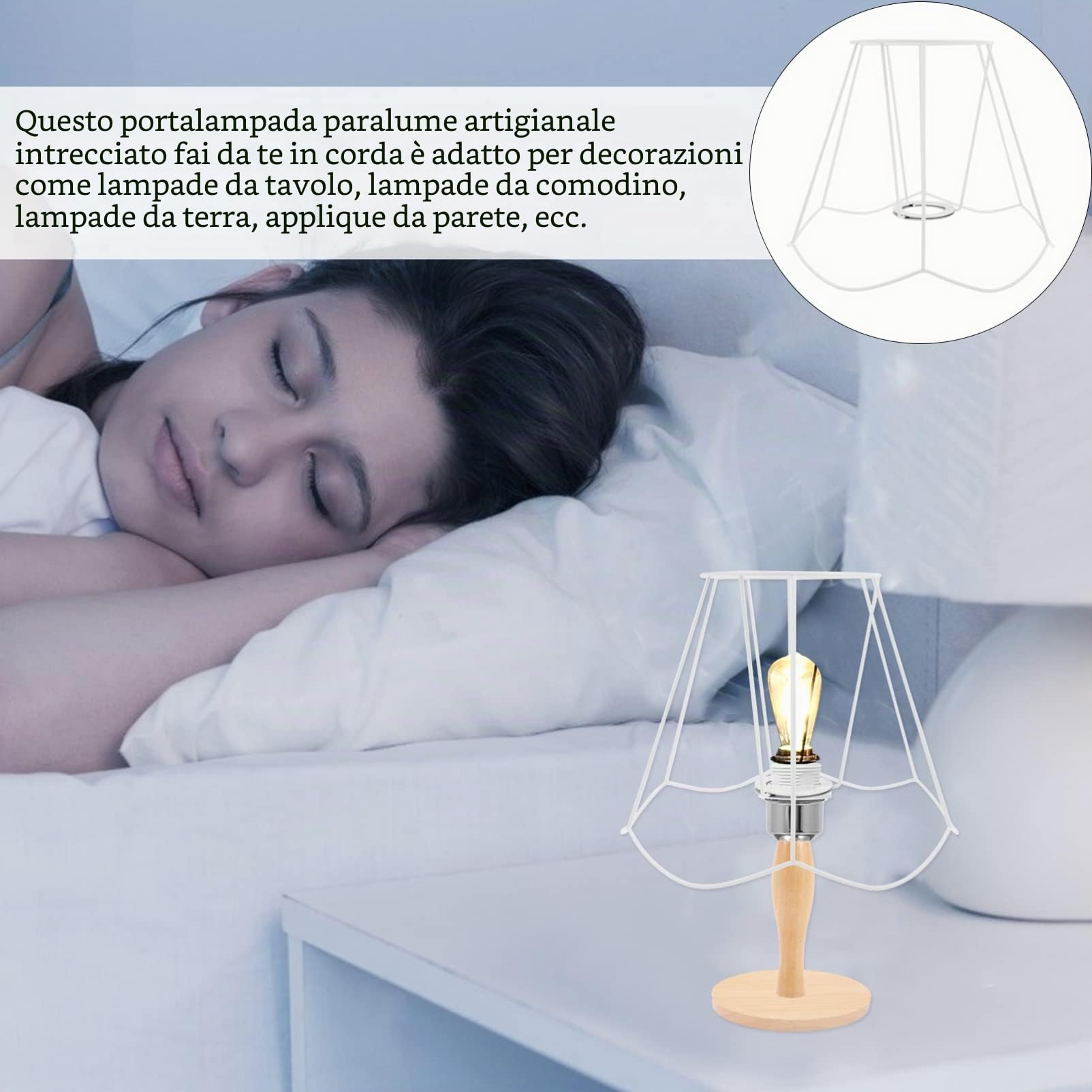 Uonlytech Struttura Paralume in Ferro per Lampada da Tavolo E27, Facile da Installare, Resistente e Adatta a Lampade Fai da Te Design Semplice e Funzionale