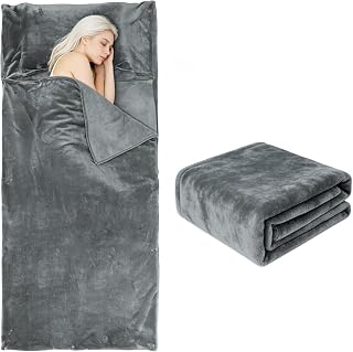 tuphen Flannel Sleeping Bag Liner for Adult, Soft Fluffy Adult Sleeping Sack with Zipper, Travel Camping in Warm Cold Weather, Thick Sleeping Bag Liner for Hotel Hiking Camping Indoor Outdoor Use