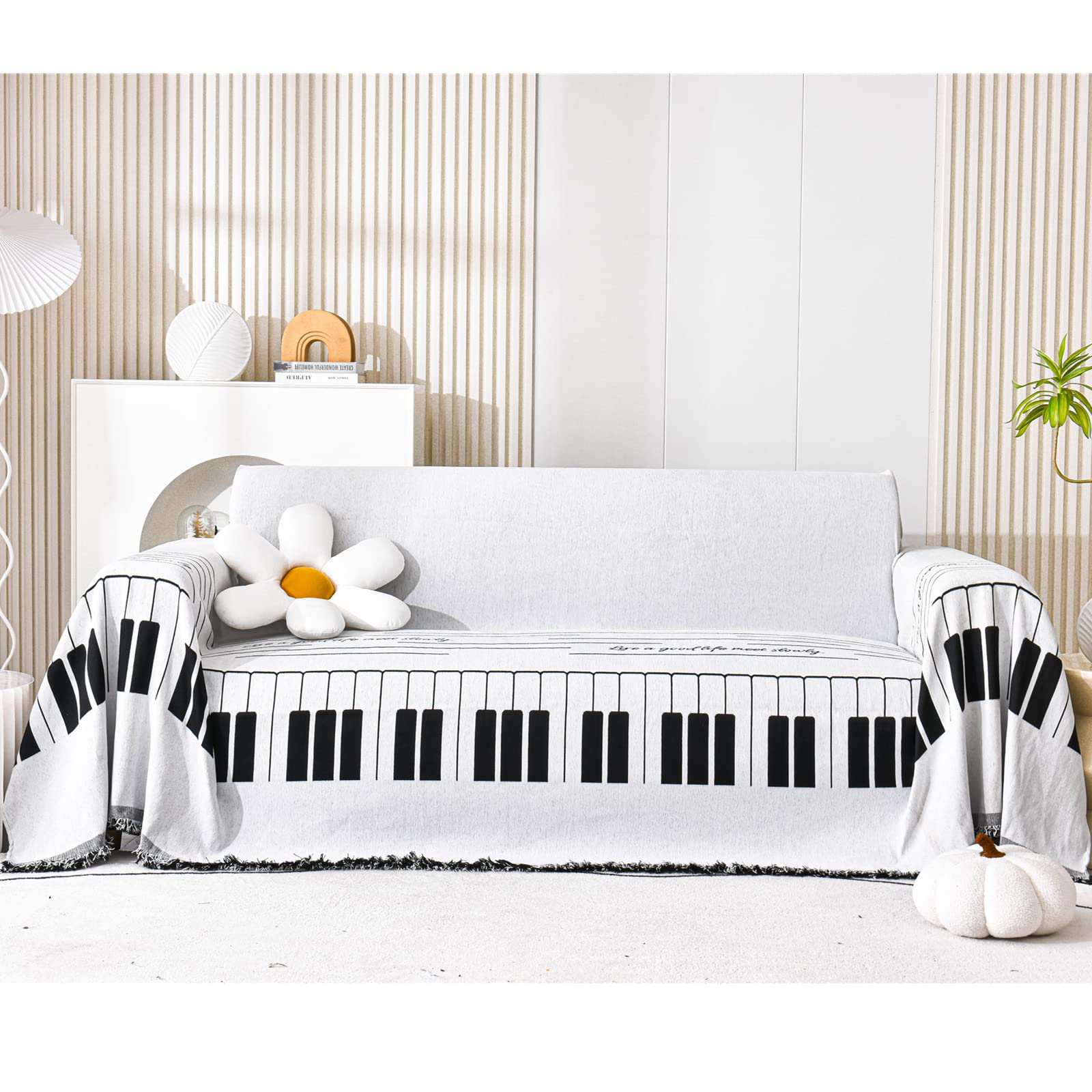Housse de canapé 1 place motif piano pour sublimer votre déco
