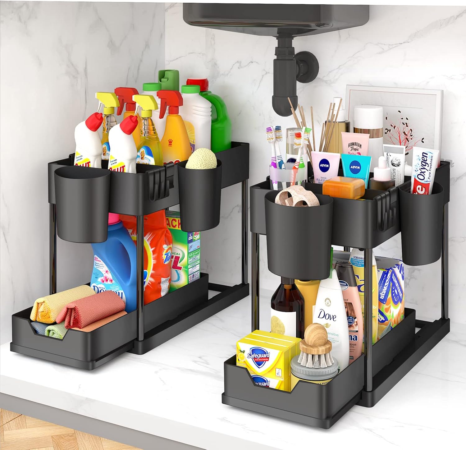 2Tier Under Sink Organizer, Sliding Under Bathroom Storage