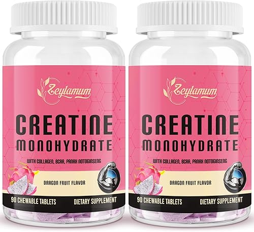 Monohidrato de creatina de 3000 mg para mujeres, monohidrato de creatina pura con colágeno hidrolizado, BACC, extracto de Panax Notoginseng,