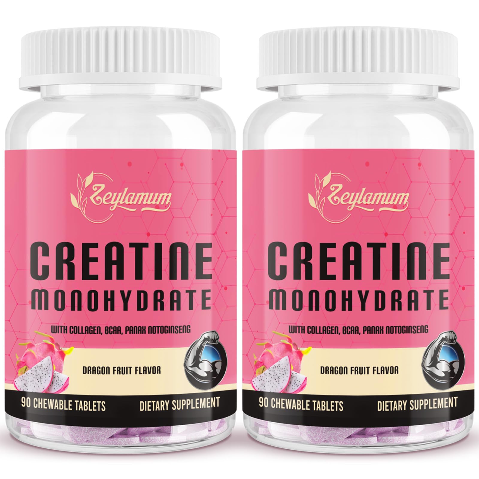 Creatine for Women | with Hydrolyzed Collagen, BCAA | 3g Creatine Chews for Women Booty Gain, Lean Muscles, Recovery & Energy, Vegan, Sugar Free Creatine, Powder Alternative, 60 Servings