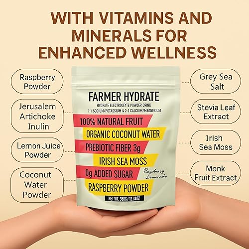 Miniatura 3 de Ballerina Farm Hydrate Electrolyte Powder, con 0.11 onzas de fibra prebiótica, agua de coco y musgo marino irlandés, se mantiene hidratado,