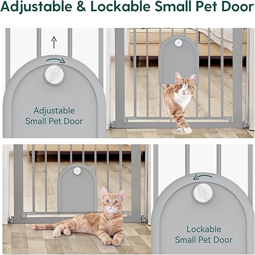 Miniatura 69 de Babelio Puerta para bebé con puerta ajustable para gatos, cierre automático de 29-43 pulgadas, puerta duradera para mascotas para escaleras, puertas