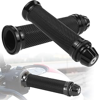 Pack of 2 Motorcycle Grips - Non-Slip Rubber Grips for Scooters, Motorcycles and Bicycles - Handlebar Grips Made of Aluminium Rubber - Black