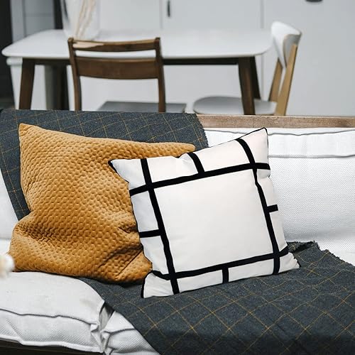 Miniatura 7 de 4 fundas de almohada de celosía en blanco para sublimación, fundas de almohada para impresión por sublimación, 15.7 x 15.7 pulgadas, con cremalleras