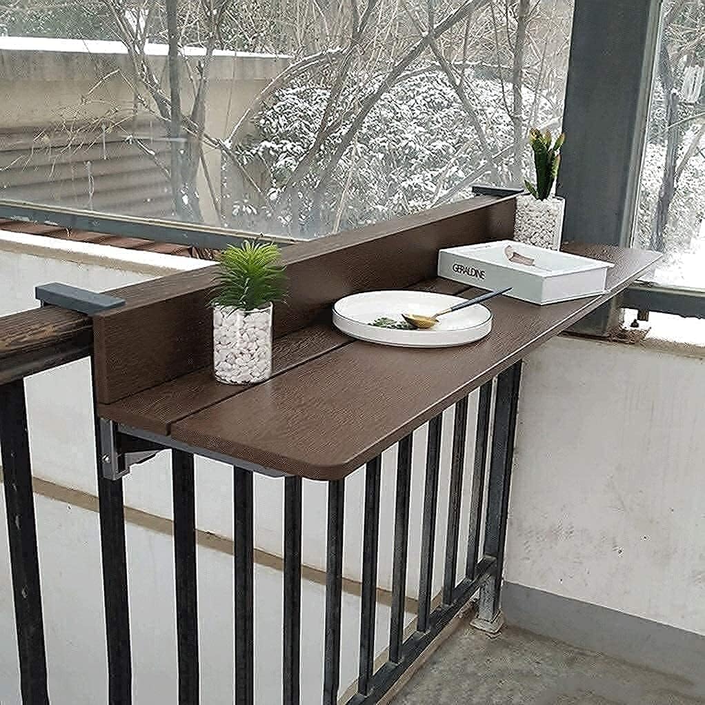 Amazon.com: Outdoor Side Tables Adjustable Brown Balcony Hanging ...