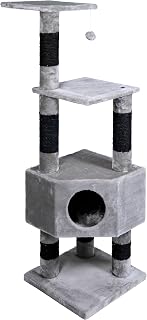 JACK AND VANILLA, rascador Moderno para Gatos, diseño Elegante Gris y Negro, Multifuncional con Plataformas, fácil de Limpiar, Dimensiones 40 x 40 x 130 cm, Color Gris-Negro, Modelo rascador