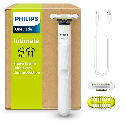 PHILIPS Oneblade Intimate - Conçu pour l'Entretien, la Coupe et le Rasage des Poils Pubiens, avec une Protection Renforcée de la Peau, Modèle QP1924/30 - OB Intime + 2x lames intimes
