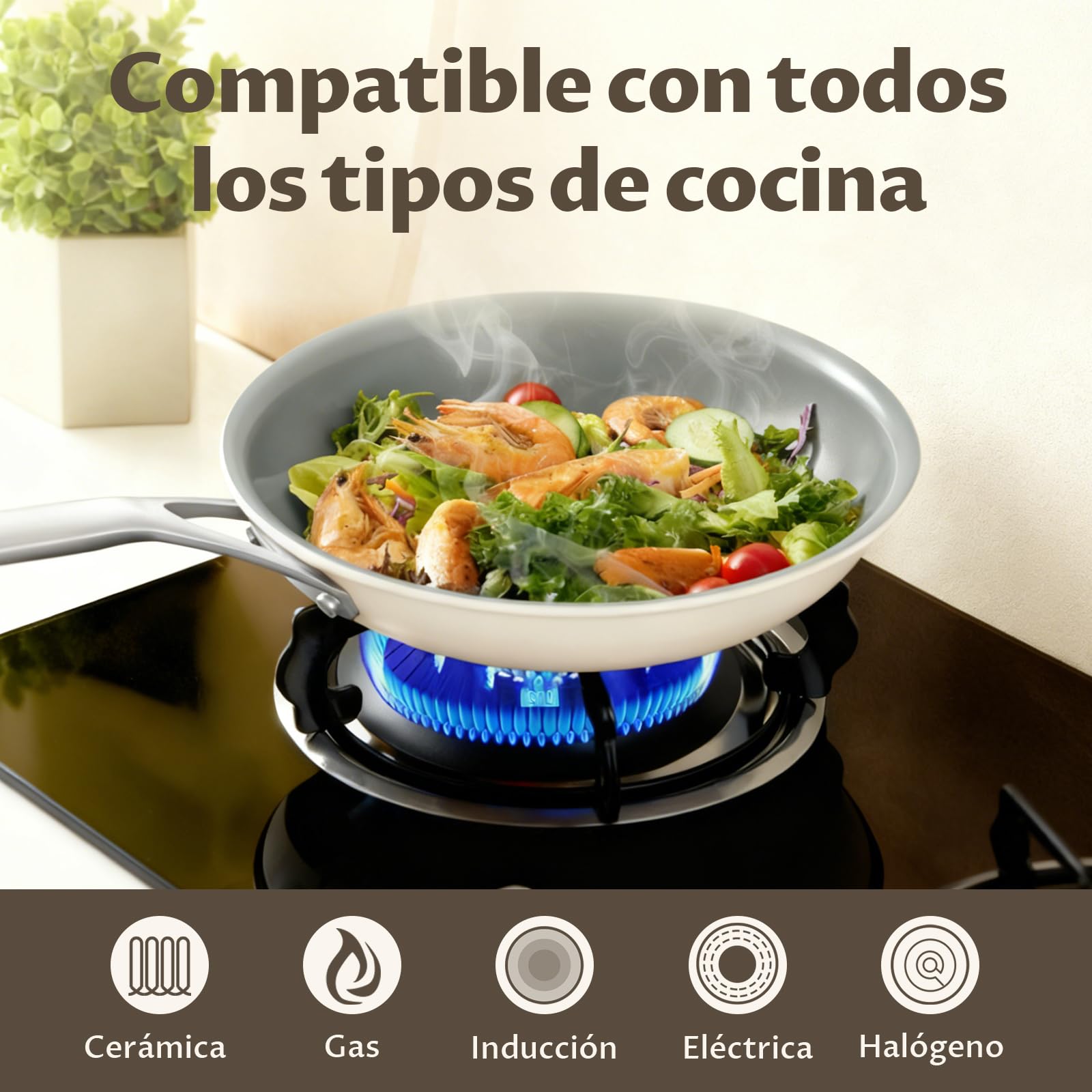 BLAZANT Juego de 3 Sartenes Induccion 22/24/28 cm, Sartenes Antiadherentes de Cerámica, Exenta de PTFE y PFOA, Apto para Horno, Compatible con Todas Las Cocinas