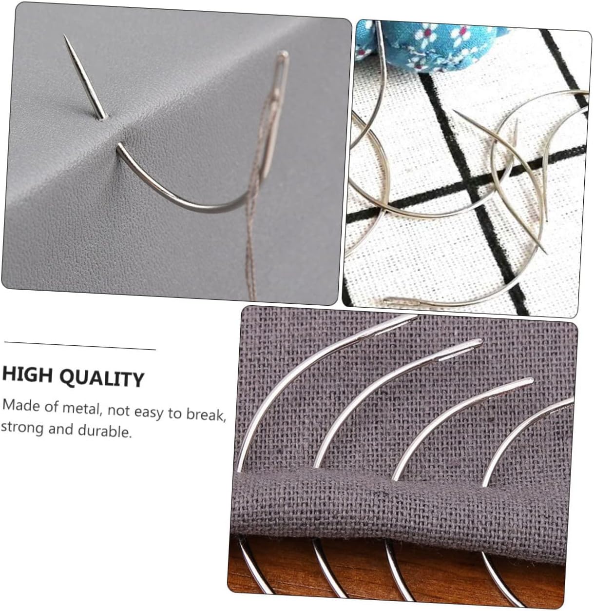 COOLHIYA 200pcs Curved Sewing Needles Assorted Fine C Curve Hand Needles for Hair Weaving Wig Making Upholstery Crafts and Leather Repair