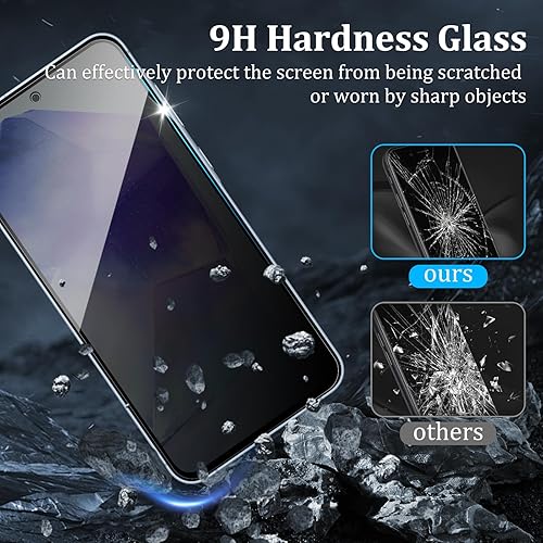 Miniatura 11 de Paquete de 2 protectores de pantalla de privacidad para Samsung Galaxy S21 FE, película de vidrio templado, dureza 9H, arañazos, claridad HD