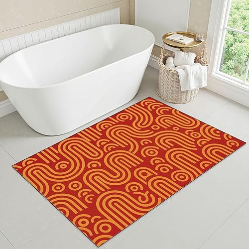 Miniatura 3 de Alfombras de baño lavables de 32 x 48 pulgadas, alfombra de entrada, alfombra retro vintage de mediados de siglo, modernas, sin costuras, tapete de