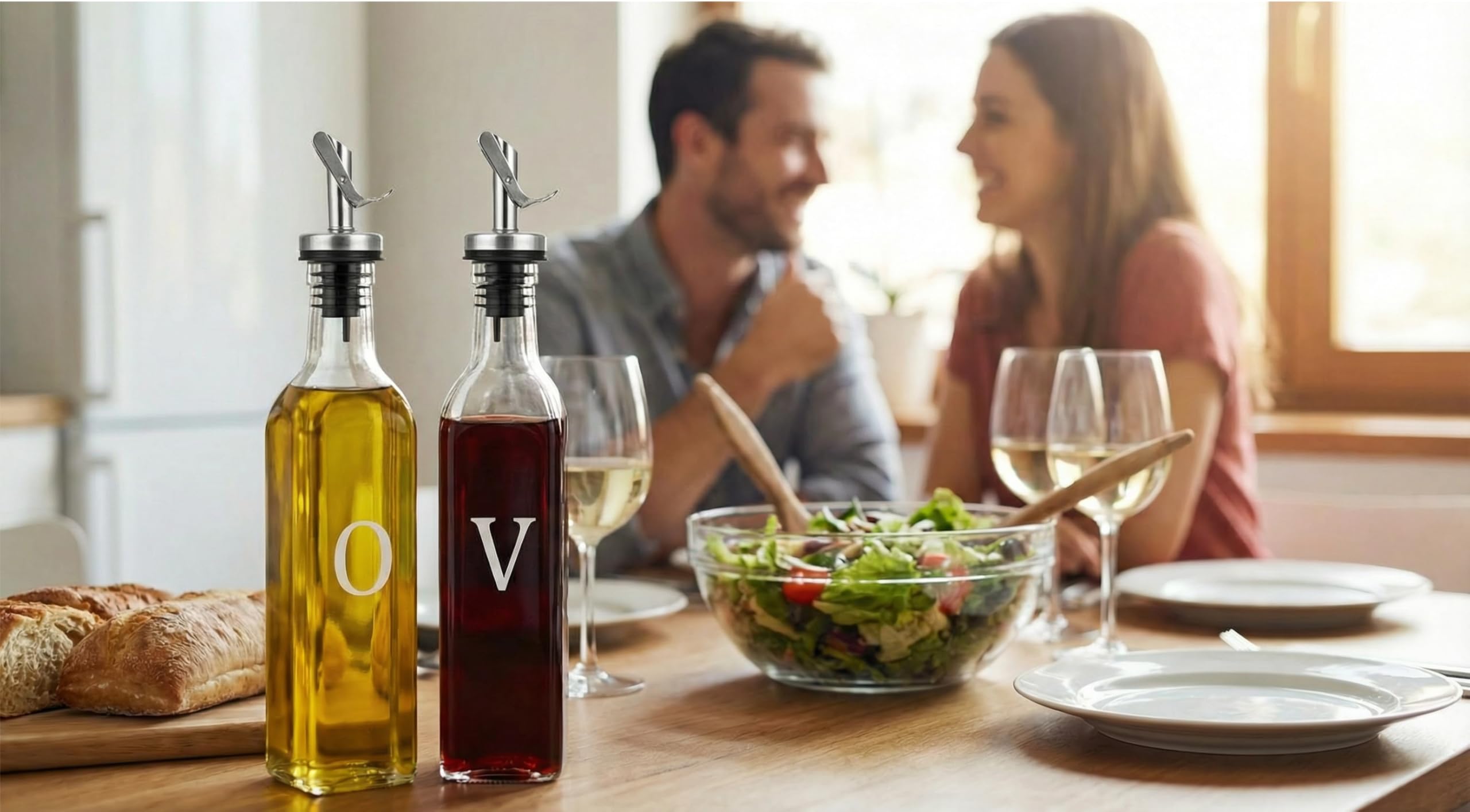 Amazon.com: GREENOLIVE Olive Oil and Vinegar Dispenser Set - 17 oz