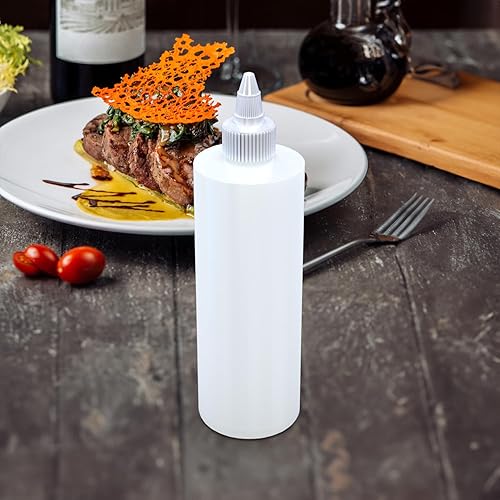 Miniatura 3 de BRIGHTFROM Botellas exprimibles para condimentos, botella vacía de 8 onzas con tapa superior giratoria transparente, a prueba de fugas, ideal para