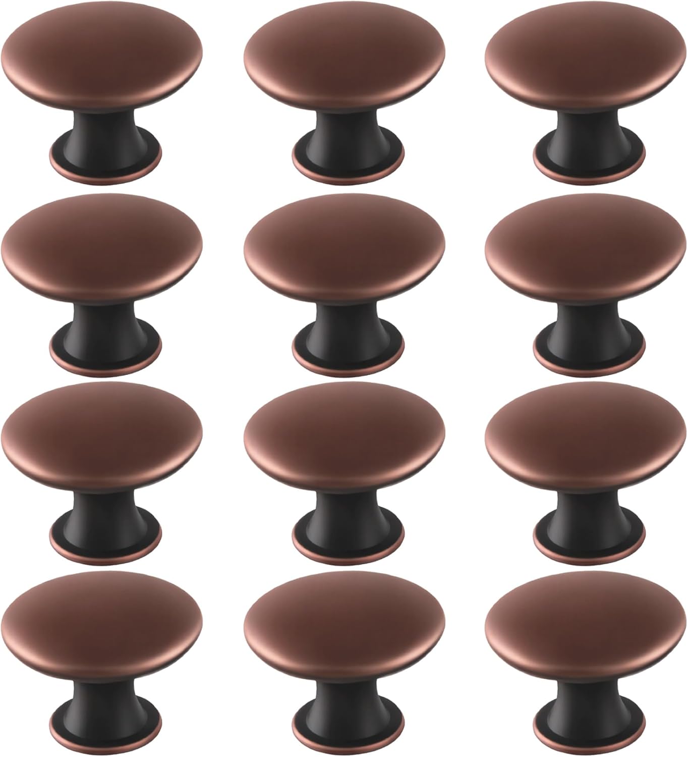 1.18 Inch (30mm) Antique Copper Cabinet Knobs 12 Pcs Round Drawer Pulls with Screws Single Hole Metal Handles for Kitchen Cabinet, Wardrobe, Cupboard & Bathroom Hardware