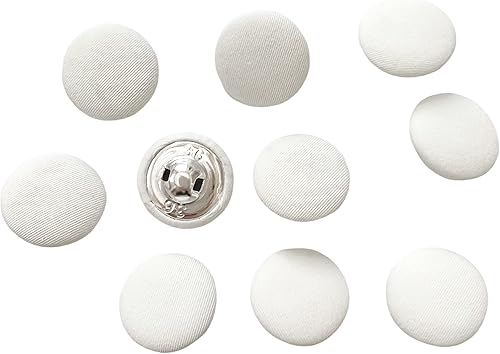 Vista 89 de PEPPERLONELY 10 piezas de tela de 0.394 in cubierta con botones redondos de vástago de metal, azul marino