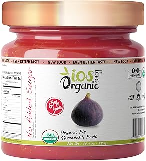 IOS Love Organic Spreadable Fruit - USDA Organic Certified 65% Fruits - Non-GMO, Vegan, Gluten Free, Kosher, NO Added Sugar, Net. Wt. 10.1Oz (Turkish Fig, 10.1 Oz (Pack of 1))