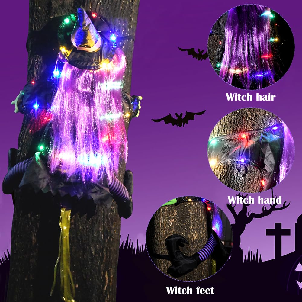 Huehkir Hexenbesen Mit Bewegungssensor - Leuchtende Halloween-Dekoration Mit Gruselsounds