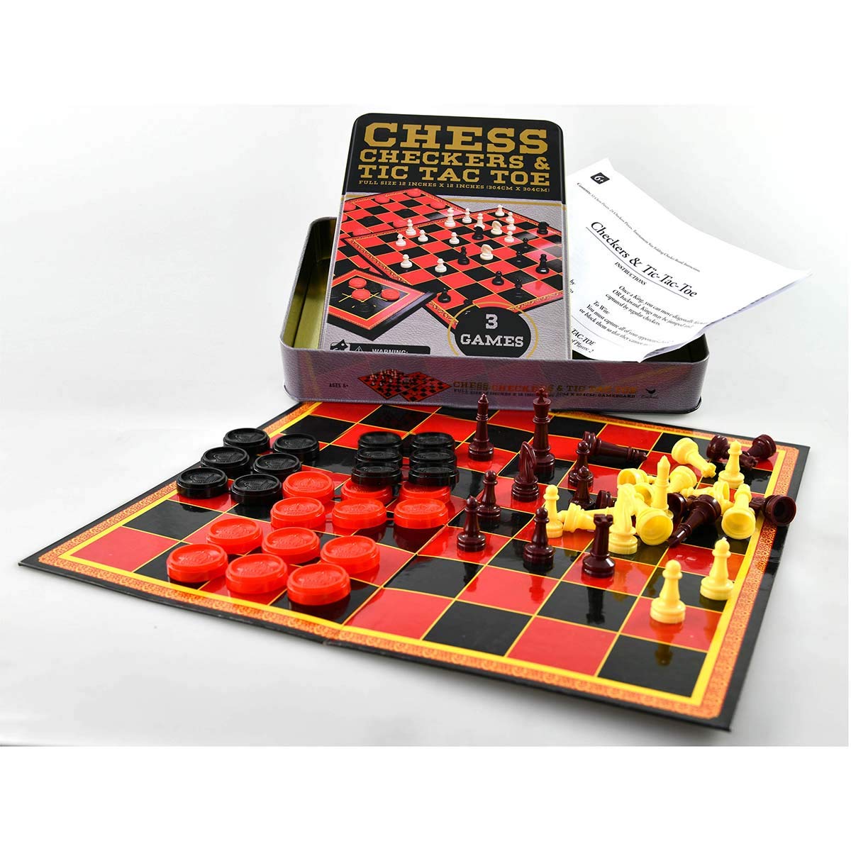 Cardinal > Checkers, Chess & Tic-Tac-Toe Tin Box Game by Cardinal