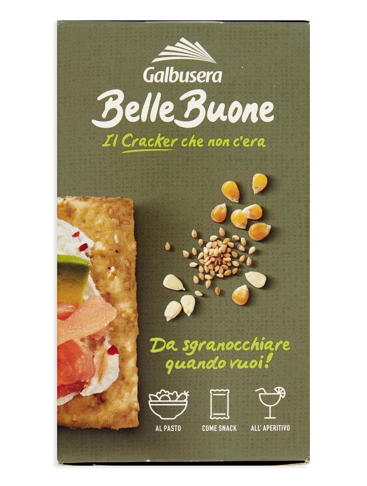 Galbusera BelleBuone Crackers Integrale di Sesamo e Mais con Olio Extra Vergine D'Oliva 200g [CAIYA® BOX da 8 Confezioni]