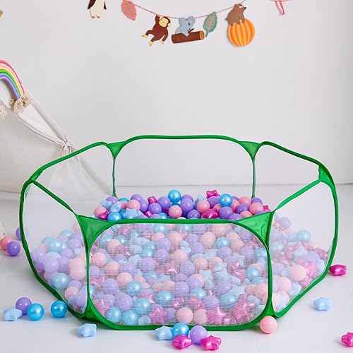 Vista 65 de STARBOLO Tienda de campaña para niños con pelotas, plegable para niños pequeños, piscina de pelotas, valla de gateo para interiores y exteriores