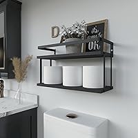 Vista 30 de Juego de 2 estantes flotantes montados en la pared de 3+1 niveles, estante de pared de madera rústica con marco de metal, estante de almacenamiento