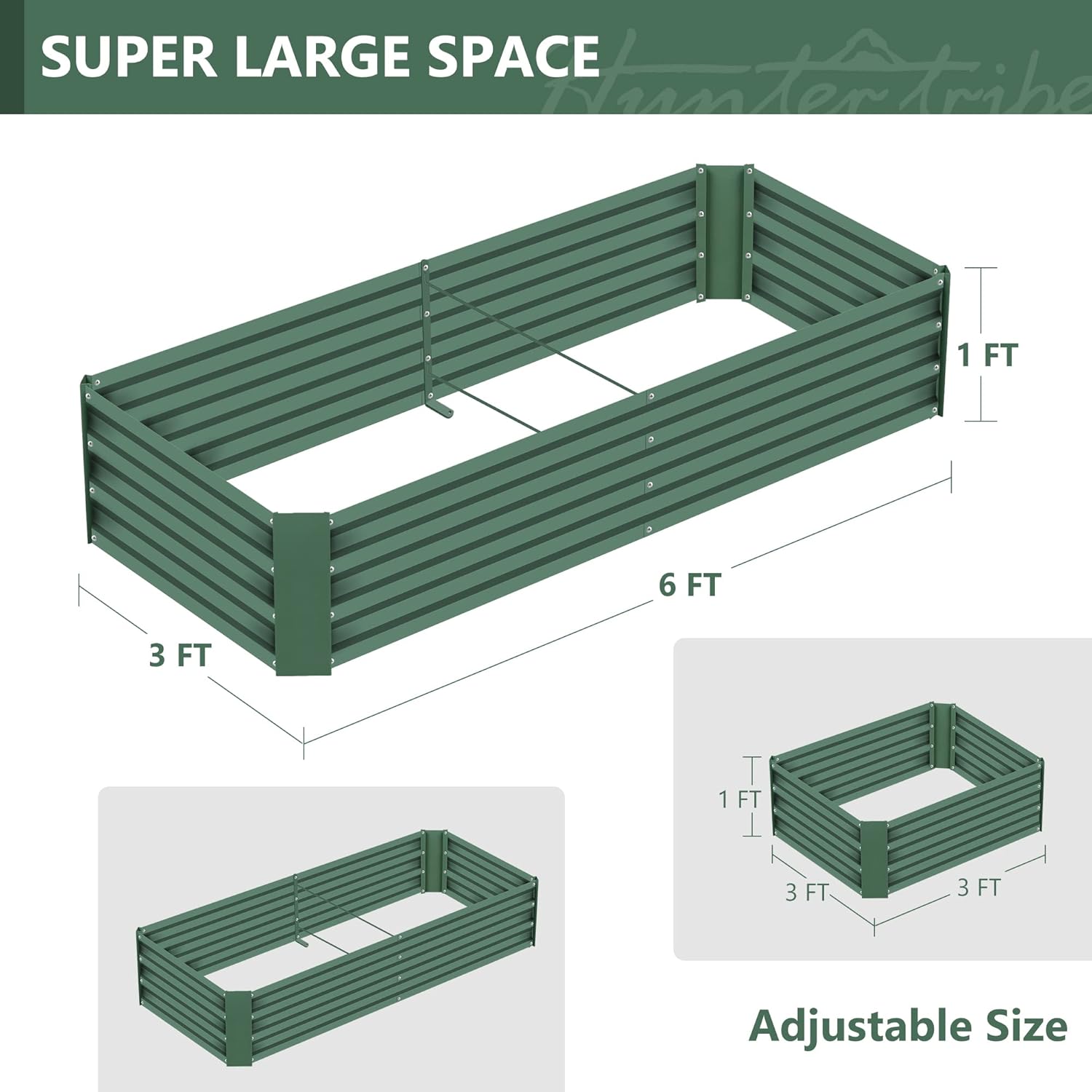 Galvanized Raised Garden Bed 6×3×1 Ft Outdoor Large Metal Garden Planter Boxes for Vegetables Flower Herb Plants