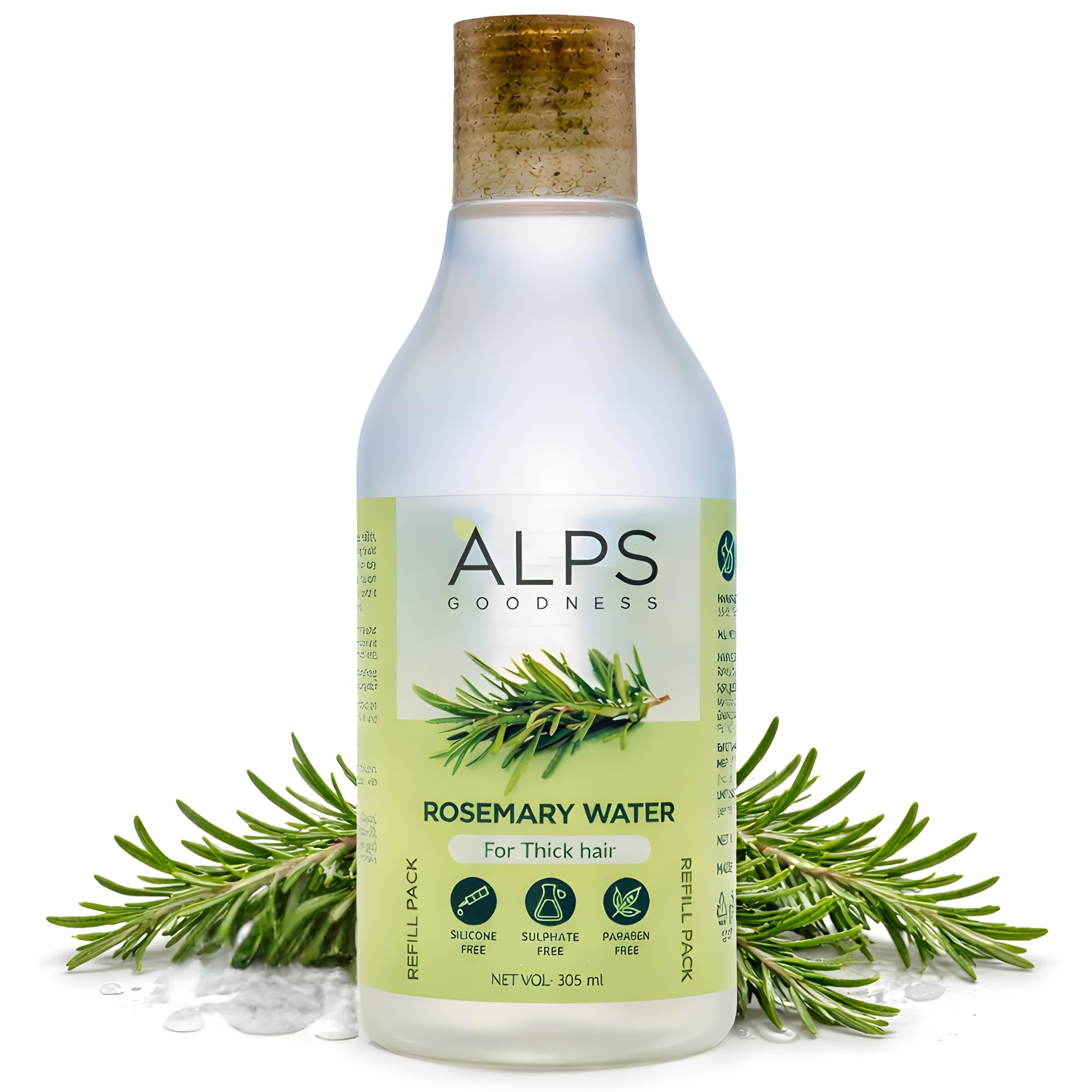 Rosemary Water Refill Pack | Herbal Hair & Scalp Mist for Thicker-Looking Hair, Shine & Smoothness | Lightweight Non-Greasy Spray | Silicone, Sulfate & Paraben Free | 10.31 Fl Oz (305ml)