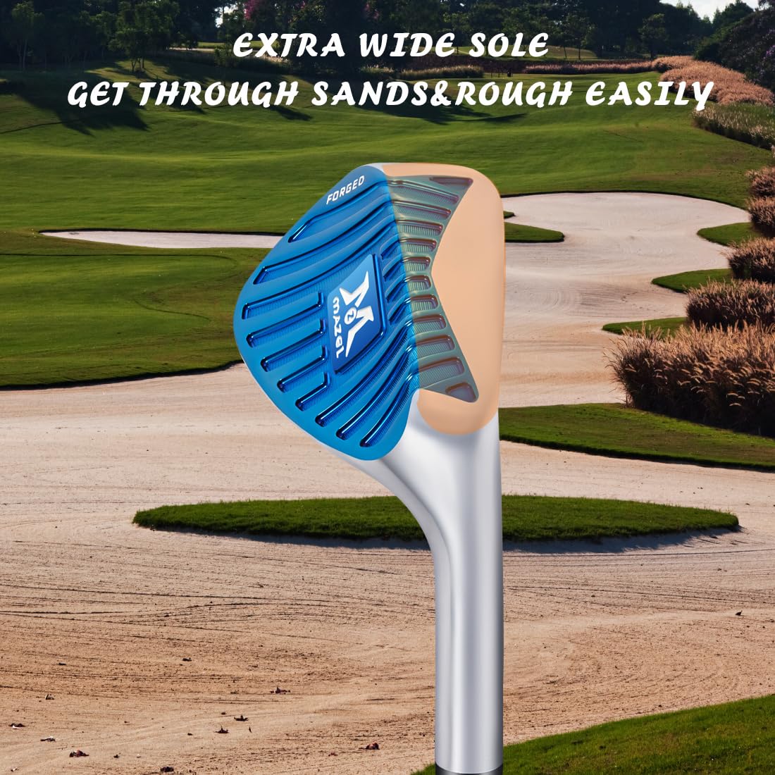 MAZEL Geschmiedete Golfkeile 48 50 52 54 56 58 60 Grad Sandkeil Golfschläger für Herren Single Right Hand Stahlschaft breite Sohle CNC gefräste Rillen für mehr Backspin