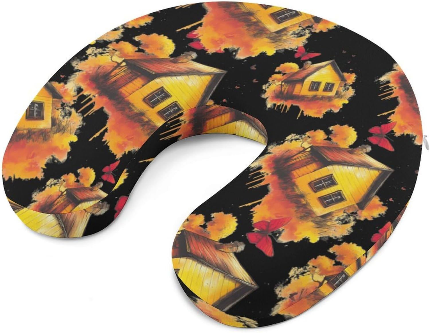 Wood House Butterfly Memory Foam Pillows U Shaped Travel Neck Pillow