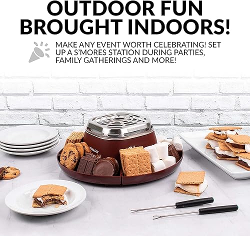 Miniatura 6 de Nostalgia S'Mores - Máquina eléctrica de acero inoxidable para interiores con bandejas de 4 compartimentos para galletas Graham, chocolate,