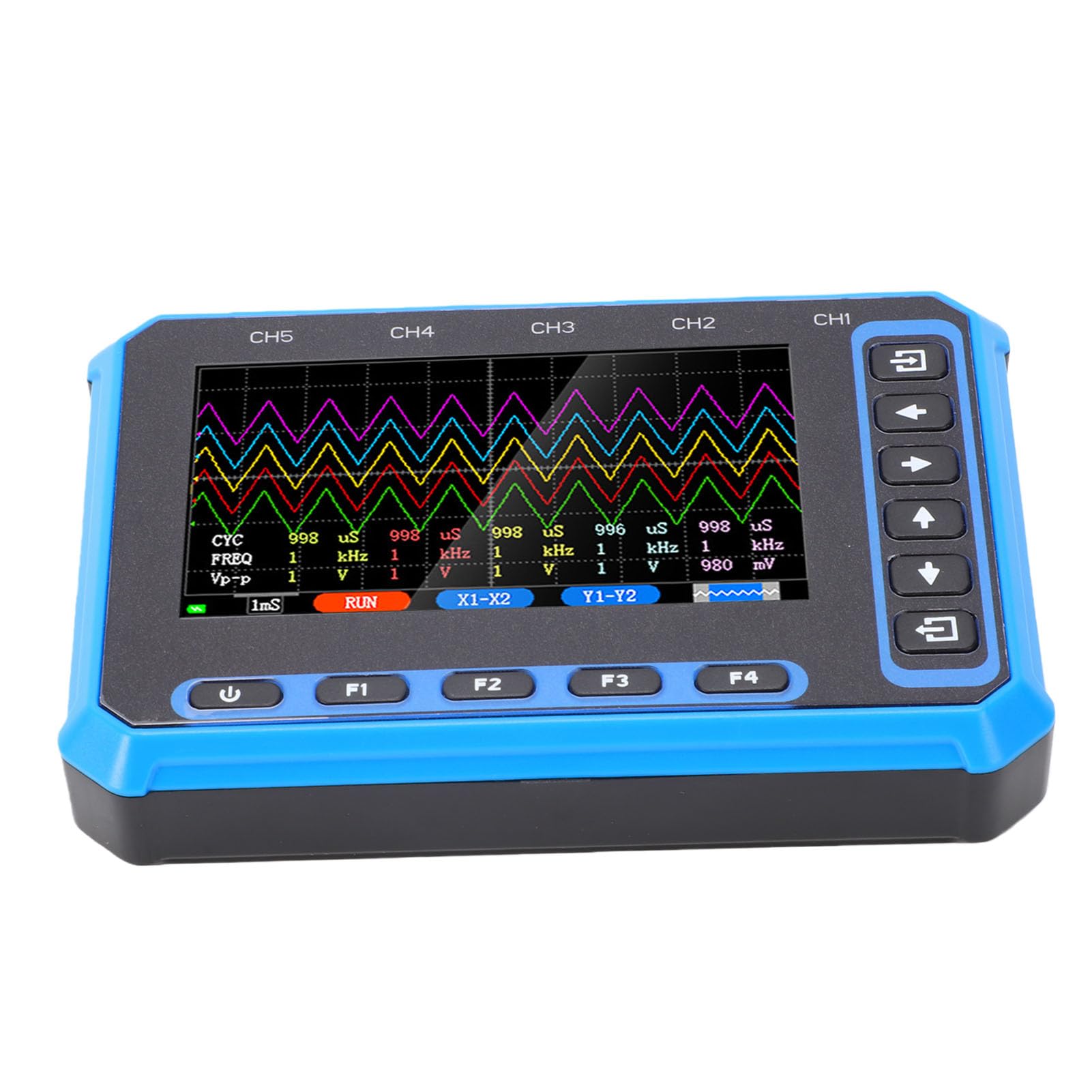 Osciloscopio Portátil de 5 Canales, Ancho de Banda de 1MHz con Pantalla de 4,3 Pulgadas, Analizador de Forma de Onda Preciso para Varios Proyectos