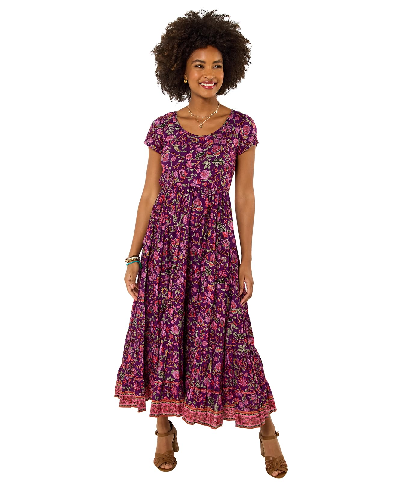 Joe Browns Women's Pink Heidi Crinkle Cotton Border Print Dress