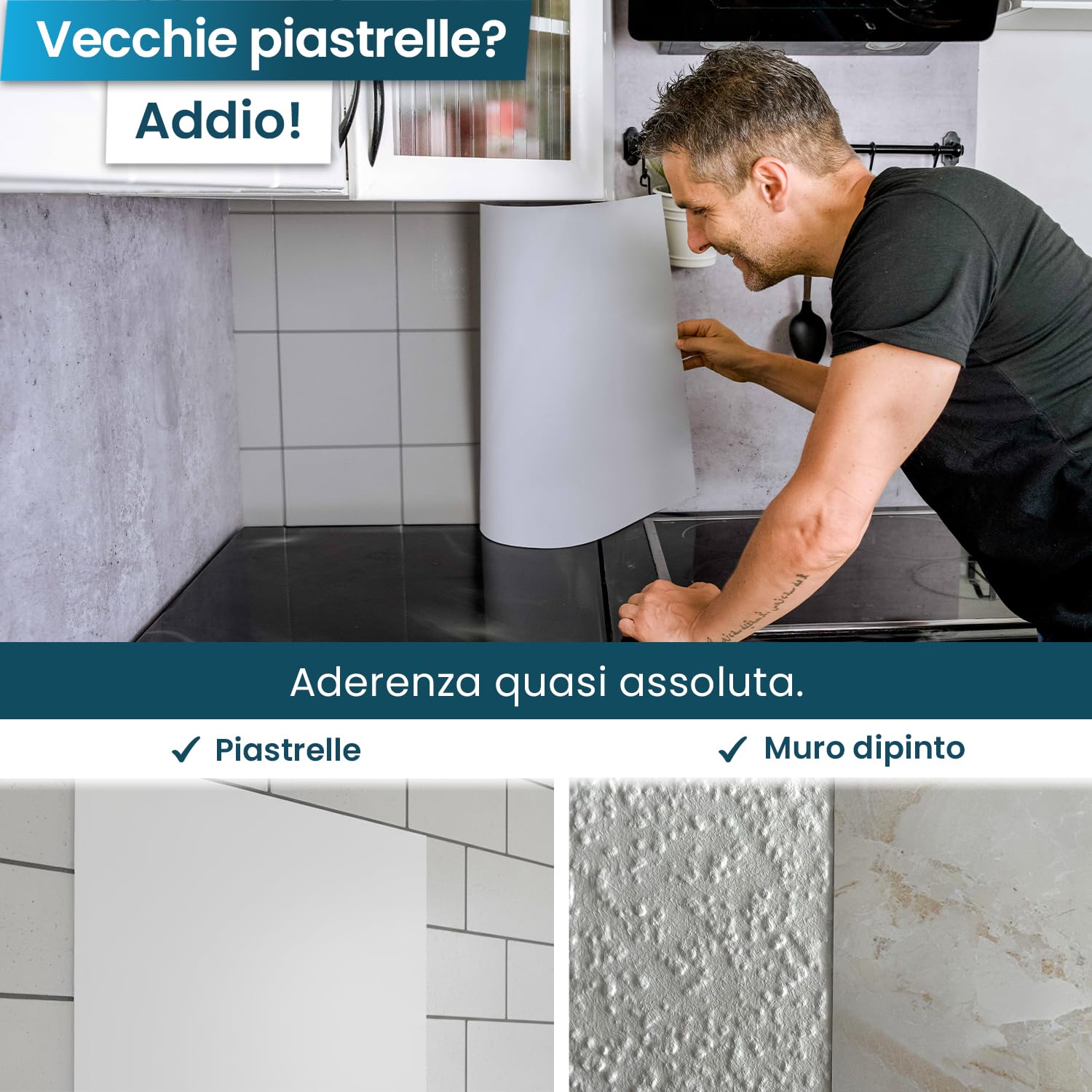 danario Rivestimento Paraschizzi Cucina Adesivo da Parete I Effetto Opaco I Spesso e Rigido I Ignifugo e Resistente all'Acqua I 0,40 mm I Marmo Bianco – 60 cm x 400 cm