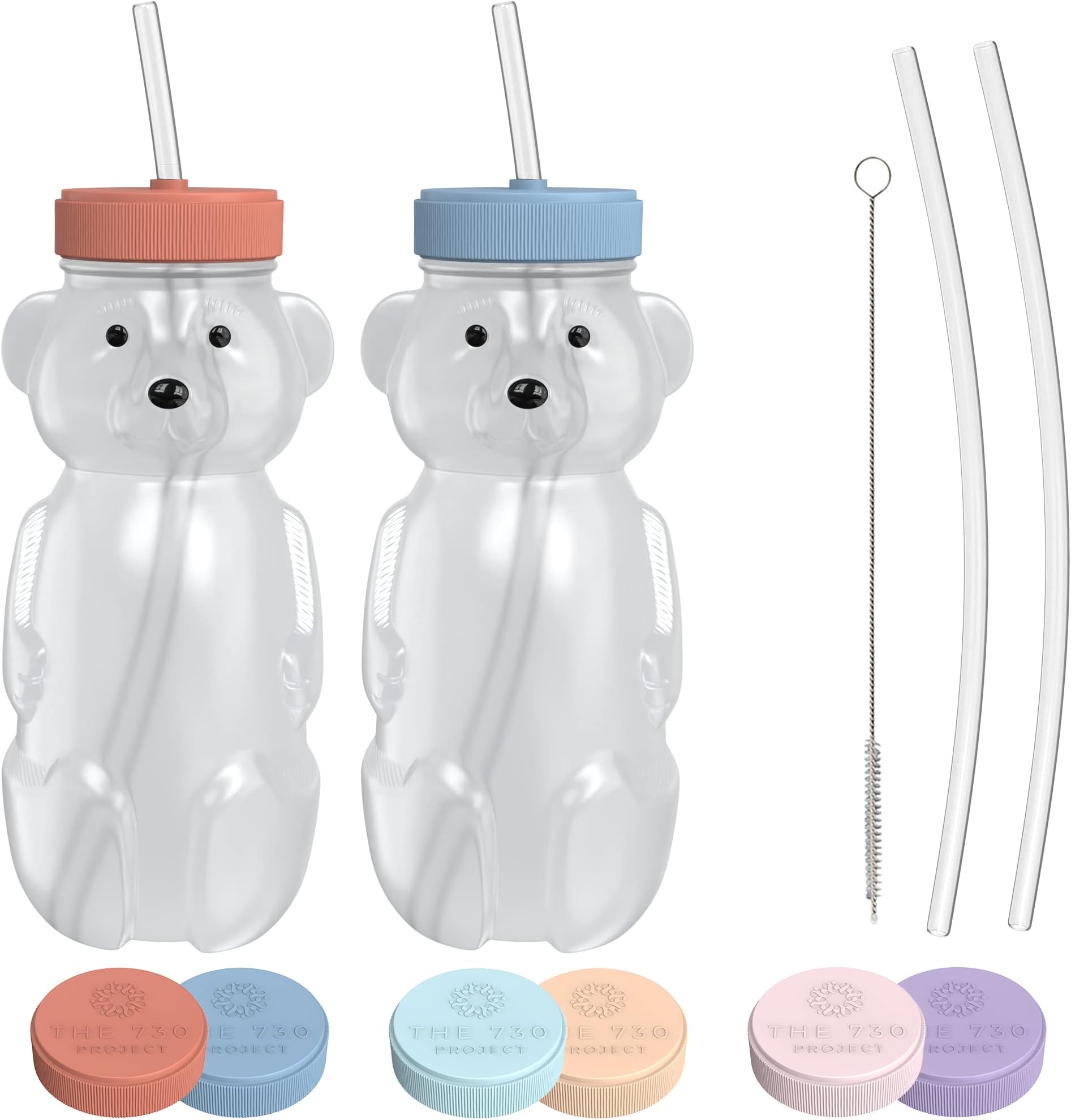 Honey Bear Straw Cup for Babies 3 pack;8oz straw bear cup