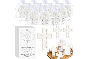 Elegant Baptism Keepsakes: 50 Sets of Cross Soaps with Cards and Organza Bags