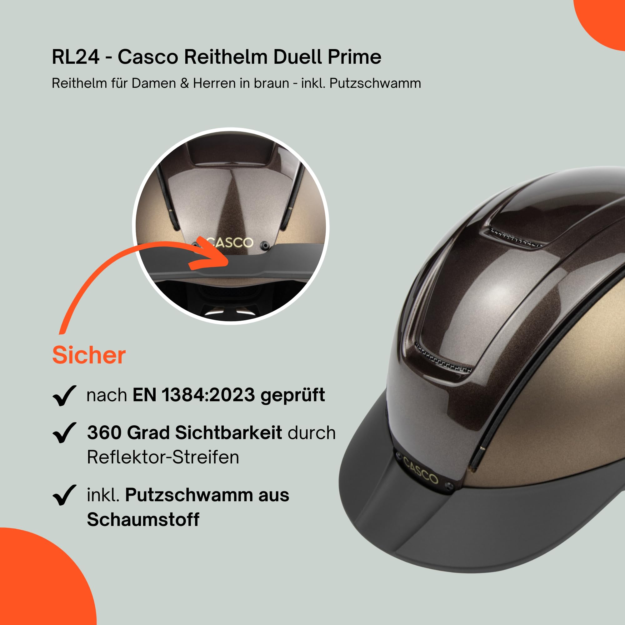 RL24 - Casco Reithelm Duell Prime inkl. Putzschwamm – Damen & Herren Reitkappe – Perfekter Sitz – Helm zum Reiten – gut belüftet – Reiterhelm in vielen Farben & Größen