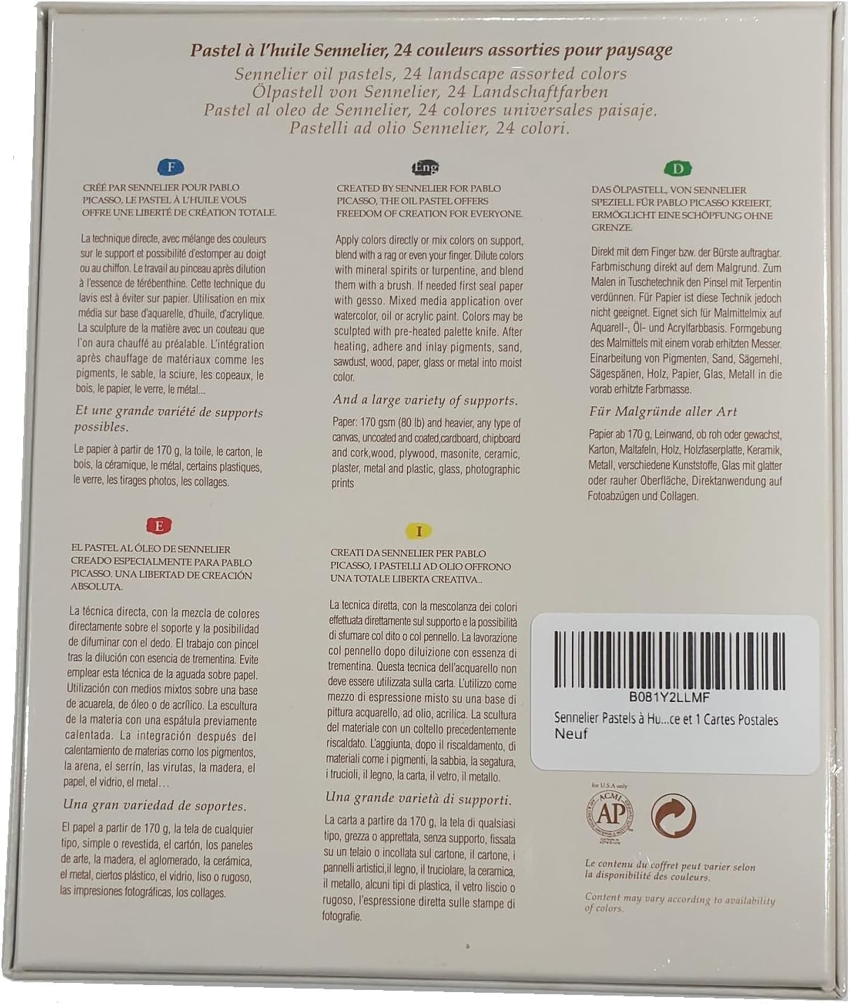 Sennelier Pastels Oil 24 Colours Landscape e 1 Cartolina