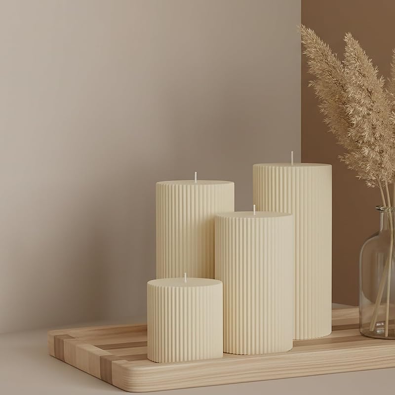 Pillar Candles Set of 4, Large Soy Wax Scented Pillar Candles