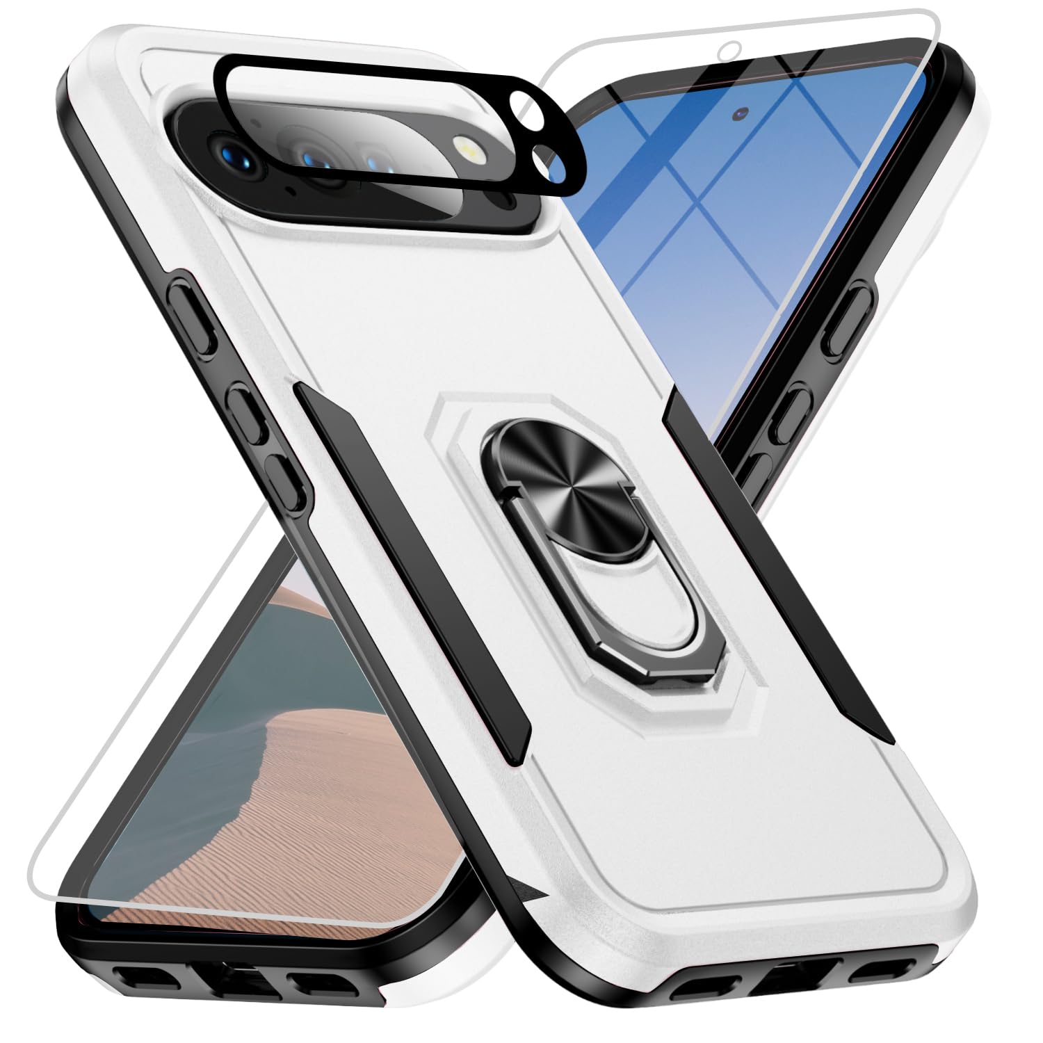 Photo 1 of Bonkier for Google Pixel 10 Pro XL Case [15 FT Military Grade Drop Protection] with Screen Protector & Lens Protector Heavy-Duty Shockproof Kickstand Case for Pixel 10 Pro XL White