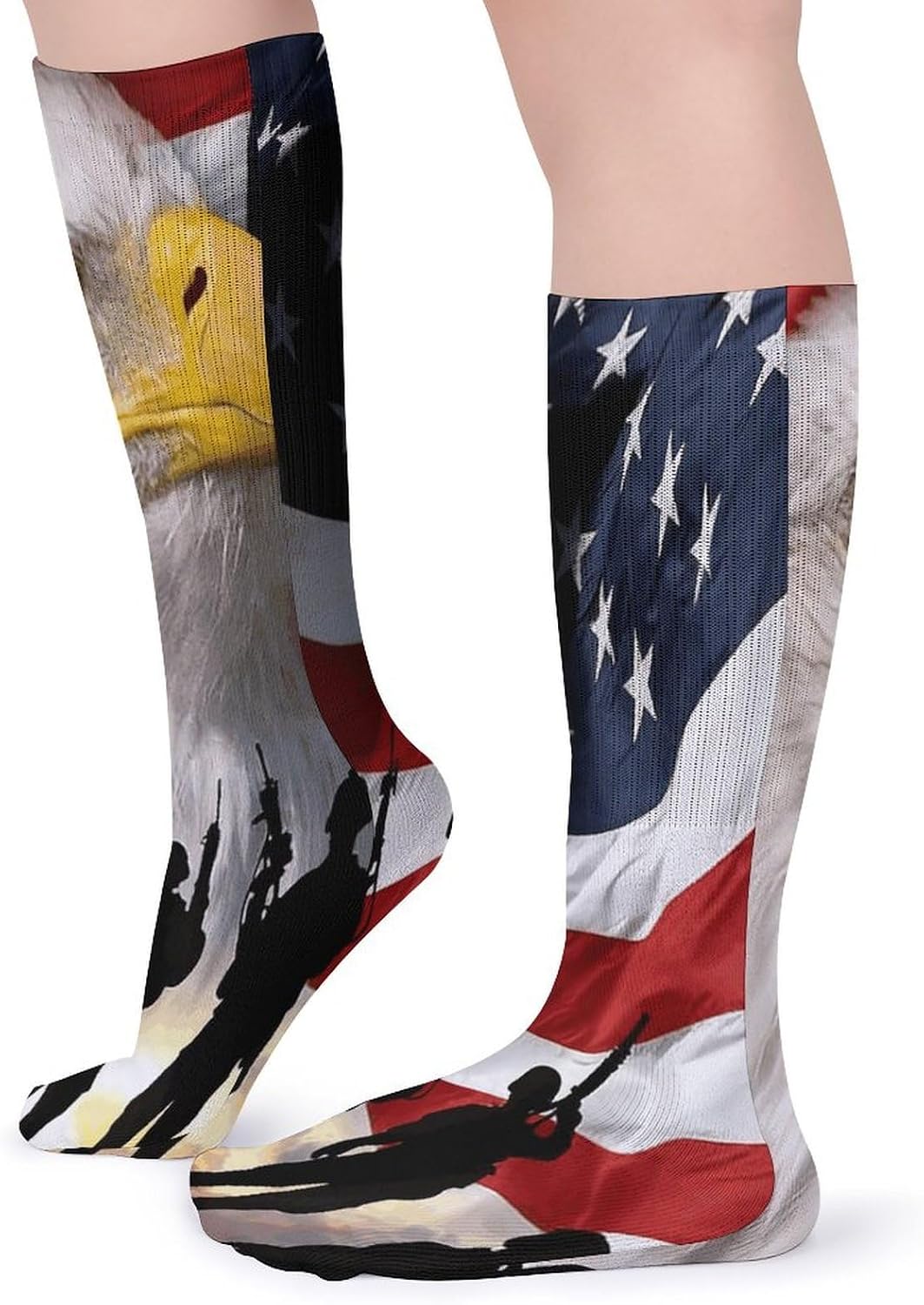 American Soldiers Eagles Crew Socks Casual Breathable Calf Socks | Cushion Running Athletic Socks Long Performance Breathable Sports Socks for Women Men