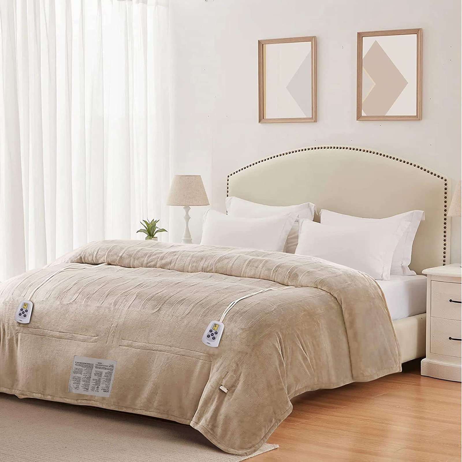 Amazon.com: Sunvivi Electric Blanket Queen Size, Heated Blanket Dual  Control Soft Flannel, 10 Heat Settings, 12 Hours Auto Off, Machine  Washable, 5 Years Warranty, Overheat Protection, ETL Certified, Beige :  Home u0026 Kitchen