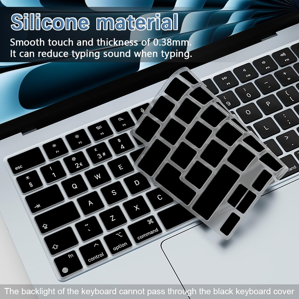 Tastatur Schutz Tastaturschutz aus Silikon für MacBook Neo13 A18/Air 13,6/15 Zoll M5 M4 M3 M2 Chip 2026-2022 Modell A3449 A3448 A3241 A3240 UK/EU Layout Laptop Tastaturhülle Zubehör