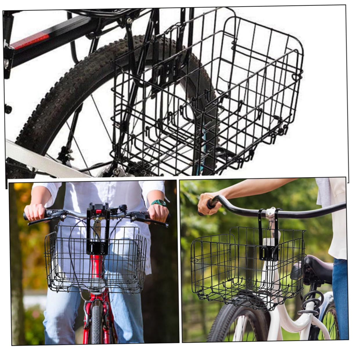 Faltbarer Fahrradkorb aus Metall für Lenker, Schwarz