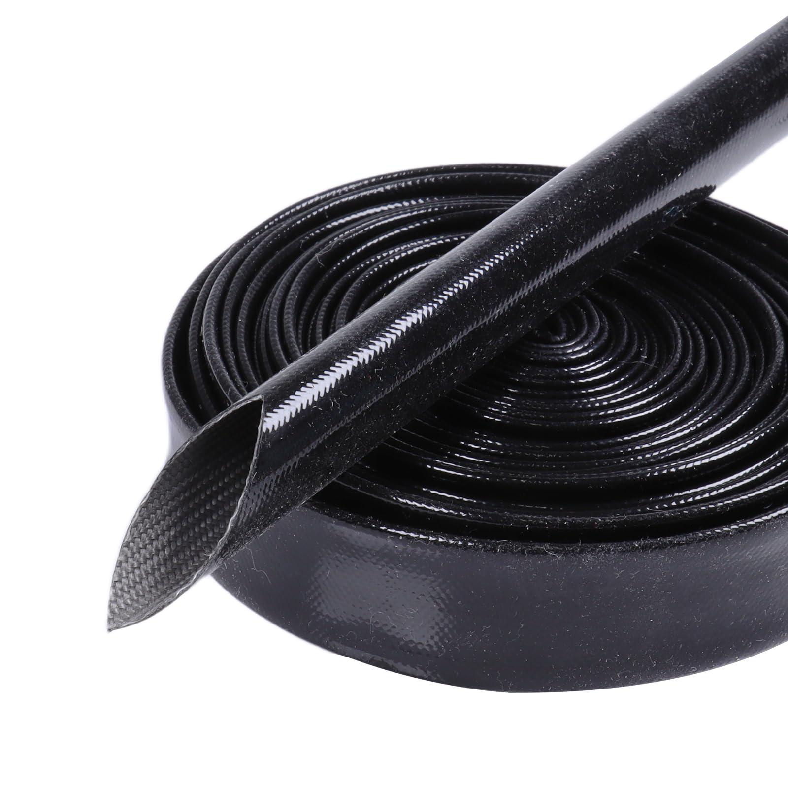Silicone Fiberglass Sleeve High Temperature Heat Shield Wire Protective Electrical Insulation Self-extinguishing Black (5/16"-24ft)