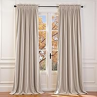 Vista 137 de Lazzzy - 2 paneles de cortinas opacas de terciopelo, con aislamiento térmico, con bolsillo para cortinero, para dormitorio, sala de estar