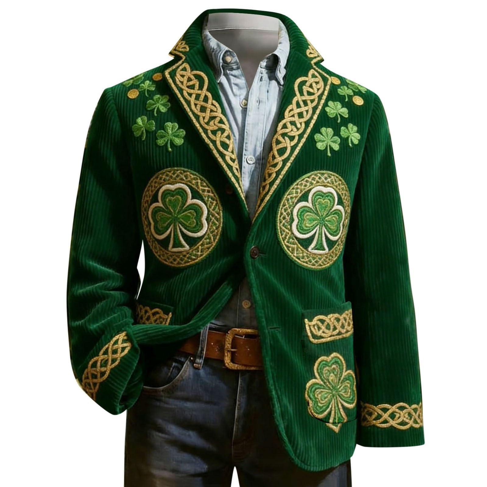 Elegante chaqueta de pana con estampado de esmoquin para hombre, estilo casual, para negocios y uso diario, discoteca