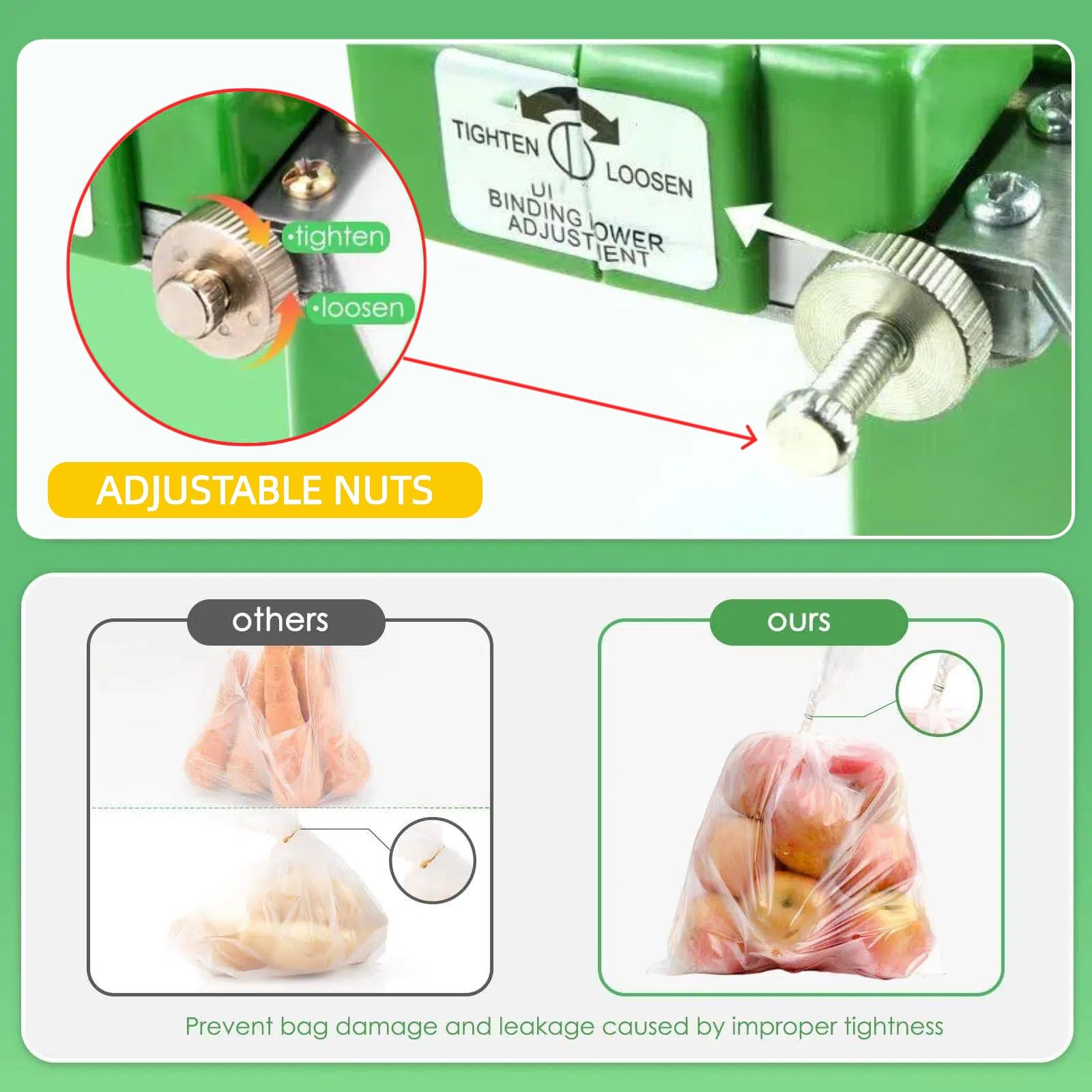 Legatrice per sacchetti di plastica, sigillatrice manuale per imballaggi alimentari con 80000 graffette a forma di U, anti-pizzicamento per supermercato e negozio di frutta