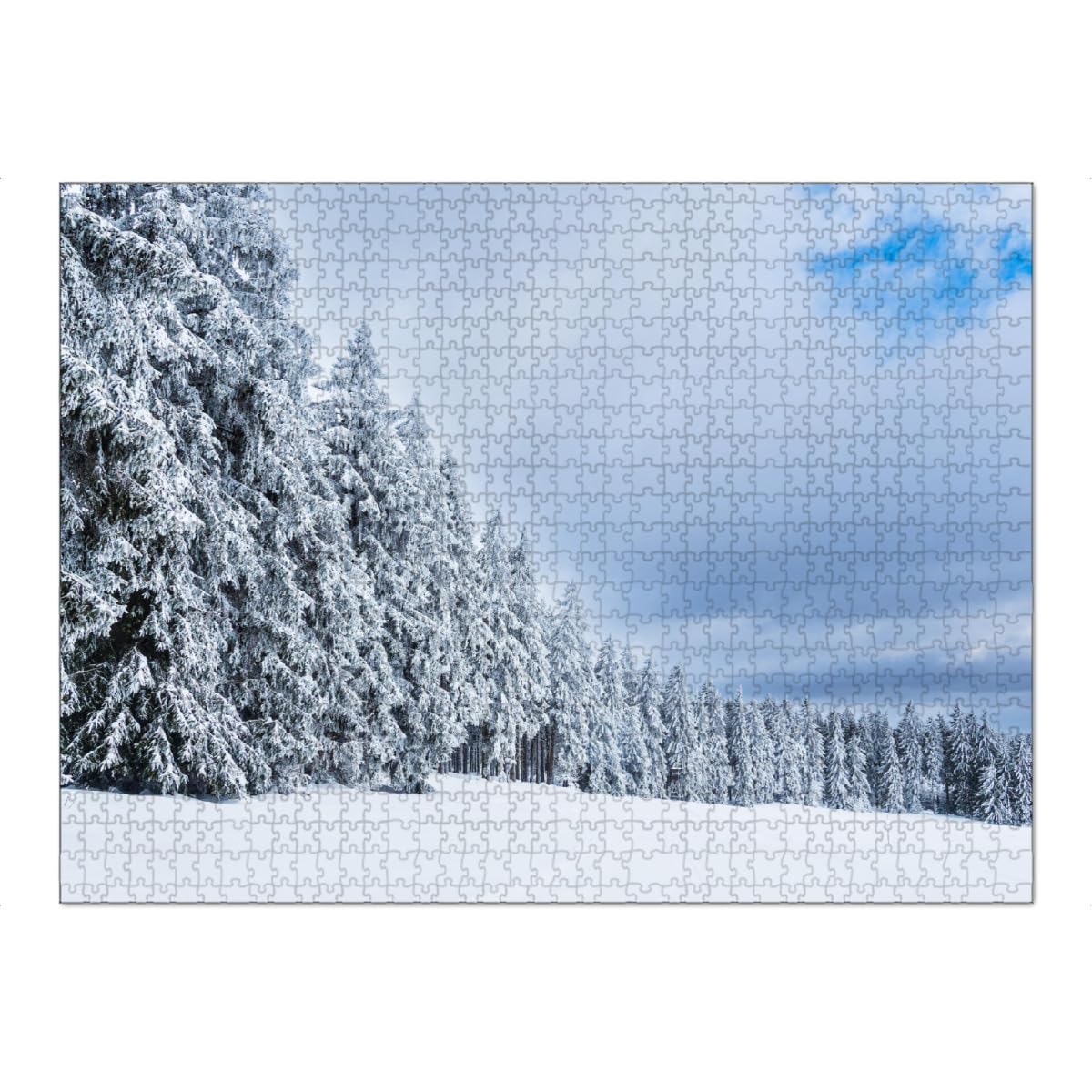 artboxONE-Puzzle XXL (1500 Teile) Natur Wald, Schnee, Bäume - Puzzle Winter blau Frost